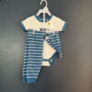 Tahari Baby Blue and White 3 Piece Outfit Set